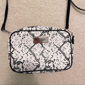 Victoria’s Secret Black and White Snakeskin-Print Crossbody Bag